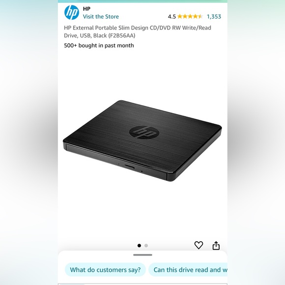 HP External Portable Slim Design External DVDRW Drive, USB, Black. New in box - Picture 3 of 5
